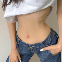 2020 new 925 sterling silver umbilical nail umbilical ring pink opal navel nail European and American sexy puncture navel jewelry