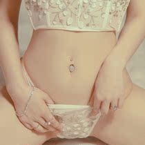  925 sterling silver umbilical nail umbilical ring female European and American sexy navel nail new big diamond net red navel jewelry hypoallergenic