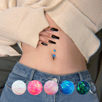  G23 titanium alloy Opal Opal navel nail umbilical ring female European and American sexy 14G thick rod hypoallergenic umbilical hole piercing