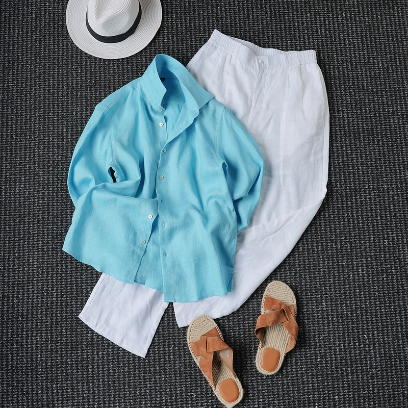 Cssugent Summer Naples Queen 100% Linen Shirt Men's Fashionable Elegant Old Money Style Relaxed Shirt Cssugent Summer Naples Queen 100% Linen Shirt Men's Fashionable Elegant Old Money Style Relaxed Shirt