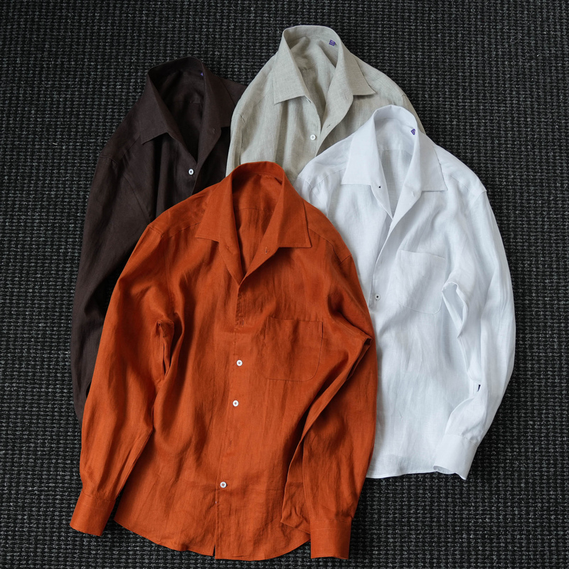 Cssugent Naples Queen One-Neck Raindrop Linen Shirt for Men, Lightweight, Flowy, and Breathable Summer Shirt
