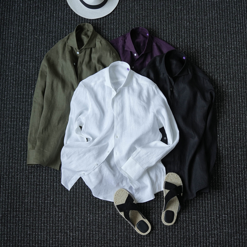 Cssugent Summer Relaxed Men's Clothing Natural Rain Dew Linen Shirt Men's Windsor Collar Lazy Elegant Shirt