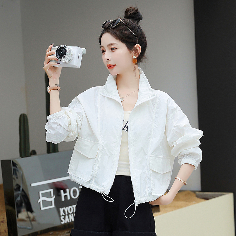 Thin Women's Baseball Jacket 2026 Spring/Summer White Thin Coat Top Loose Long-Sleeve Versatile Long-Sleeve Korean Style Thin Women's Baseball Jacket 2026 Spring/Summer White Thin Coat Top Loose Long-Sleeve Versatile Long-Sleeve Korean Style