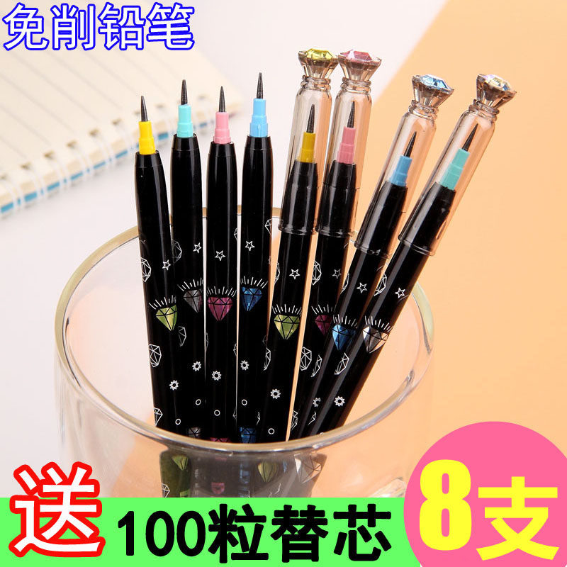 Children's sharpened pencil with exchangeable refill to write constant 2 0mm lower egg pens cute diamond sleeve warhead Elementary students