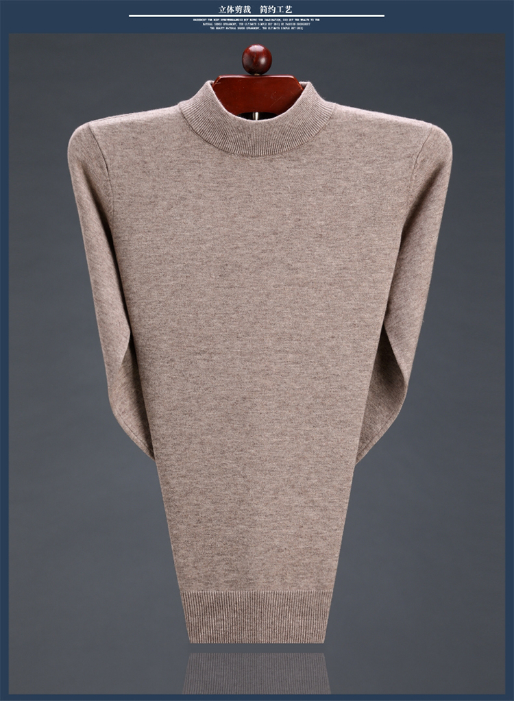 Áo len cashmere mùa đông nam nửa cổ áo len màu trung tính dày lên đáy đan áo len nam kích thước lớn cha áo lót nam