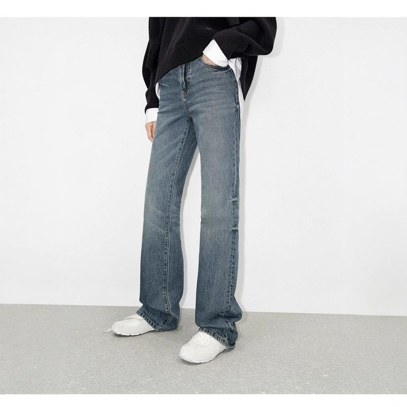 [Same Style as Qin Lan] 2026 Spring New Product Turkish Alternative Straight-Leg Jeans with Washed and Distressed Textured Finish 6052