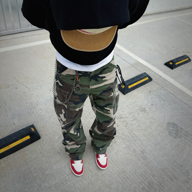 Red Star Camouflage Multi-Pocket Cargo Pants American Retro Straight-Leg Pants Japanese Loose Cleanfit Casual Pants Red Star Camouflage Multi-Pocket Cargo Pants American Retro Straight-Leg Pants Japanese Loose Cleanfit Casual Pants