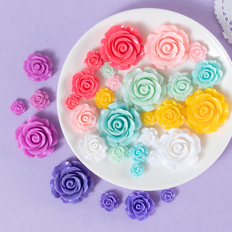 Small 10-13mm resin rose flower diy mobile phone protective case material handmade creative accessories cream glue decoration