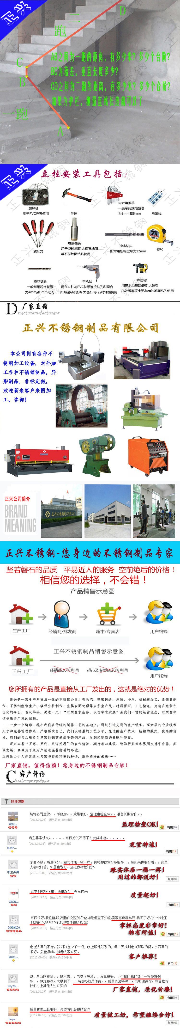 Балясины 楼梯扶手栏杆护栏不锈钢阳台立柱方管穿圆棒家用别墅室内外围栏