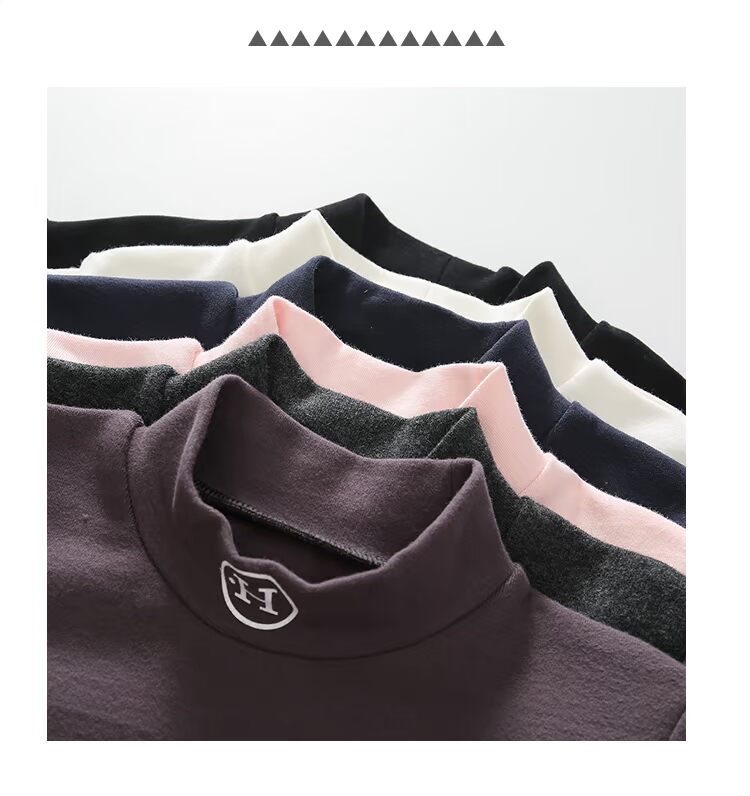 Trẻ em mùa thu và mùa đông nửa cổ áo sơ mi chạm đáy bé trai và bé gái cotton cộng với áo thun nhung dài tay dày bé gái quần áo ấm áo thun bé gái