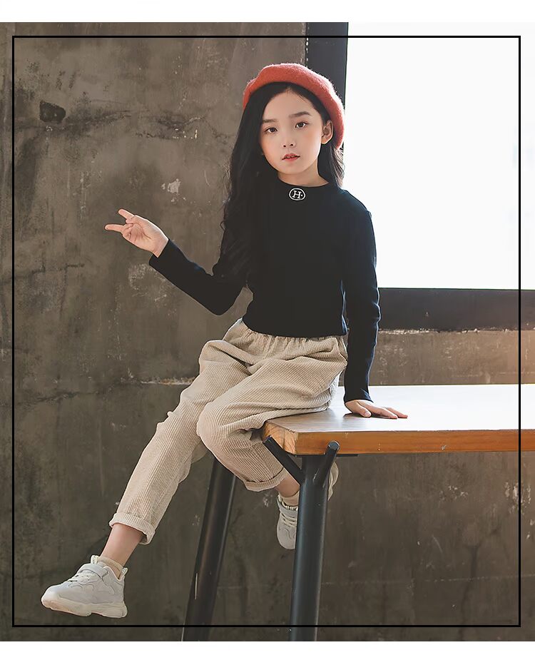 Trẻ em mùa thu và mùa đông nửa cổ áo sơ mi chạm đáy bé trai và bé gái cotton cộng với áo thun nhung dài tay dày bé gái quần áo ấm áo thun bé gái