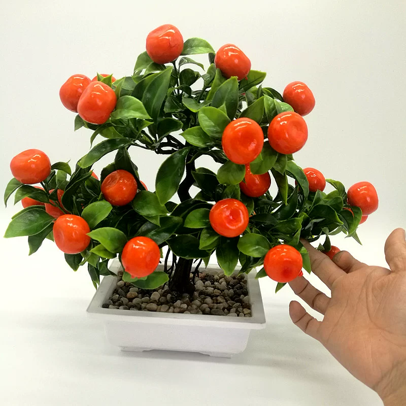 Mô phỏng cây ăn quả bonsai cam táo đào lựu chậu trong nhà phòng khách trang trí hoa giả trang trí - Trang trí nội thất