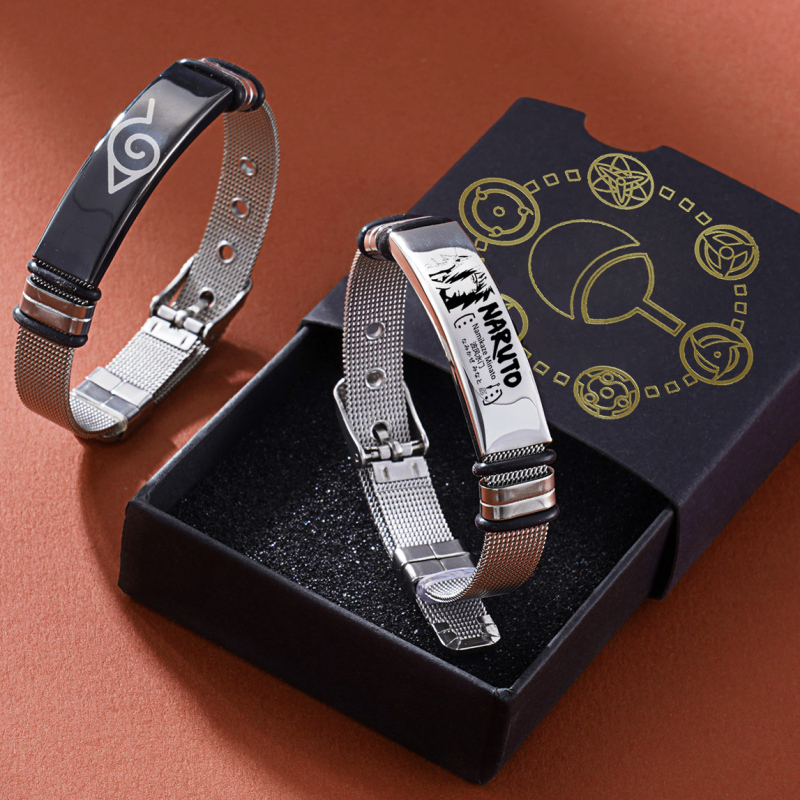 Naruto Anime Peripheral Bracelet, Naruto, Sasuke, Uzumaki Same Style Stainless Steel Bracelet, Gaara Birthday Gift