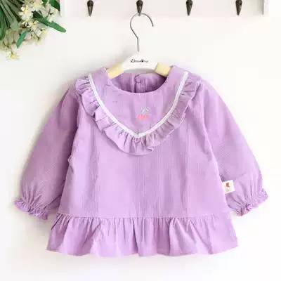 Cassie Kaqi new cute pointed collar lace thick corduroy girl autumn and winter overcoat thick strippery eating bib