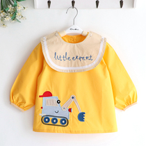 Little Bulldozer Boy Children Spring Autumn Pure Cotton Waterproof Hood Clothing clothes Anti-wear Clothing Apron Detachable