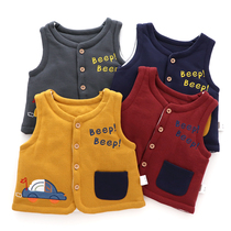BeepBeep car boys and children boys warm silk cotton vest clip cartoon Top thick winter shoulder
