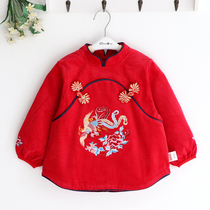 Color Phoenix Girls Children Celebration Chinese New Year Chinese Ancient Style Tang suit Hanfu Red Corduroy Baby Cover