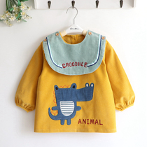 Cute fun crocodile corduroy children Boy waterproof coat baby clothes anti-dressing bib detachable