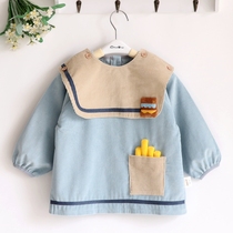 Ahee and Yue fries burger children corduroy boy waterproof coat baby bib detachable