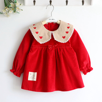 Sweet Fu love Corduroy children Girls autumn and winter thick cotton waterproof coat baby clothes cute
