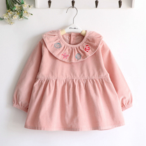 French starfish corduroy girl girl baby child waterproof coat baby anti-dressing kindergarten eating