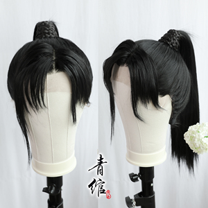  Chinese men chivalrous ancient costume cos front lace antique style film and television youth wig