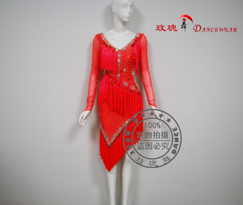 Rose Dance New Watermelon Red Dew Flow Suladin Dance Showsuit High-end Customization