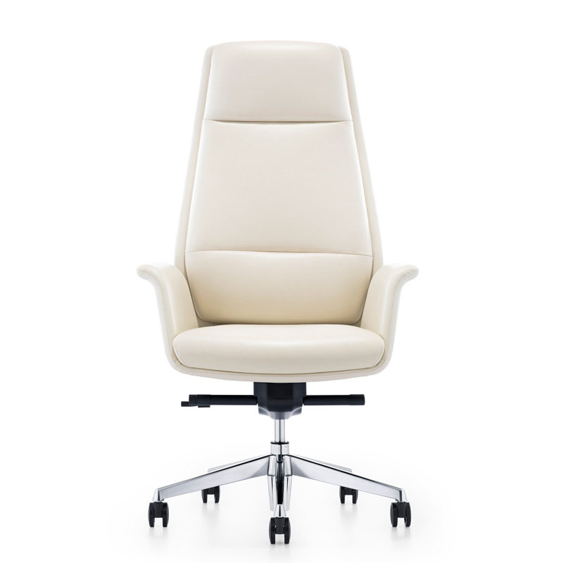 Boss leather seat Large class chair Cowhide chair Fashion white executive office chair President computer chair swivel chair