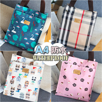 Korean Oxford cloth cartoon Plaid waterproof portable book bag A4 file information bag student remedial bag carrying book bag