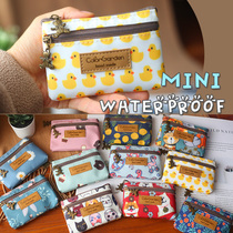 South Korea waterproof Oxford cloth cute cartoon floral mini double-layer coin wallet card bag coin bag driving license bag
