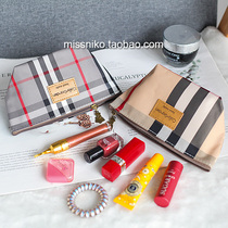 Korean classic plaid cosmetic bag large medium and small storage bag