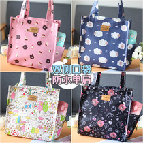 Korean floral casual waterproof Oxford cloth shoulder hand bag Bento bag lunch box mommy bag bath bag