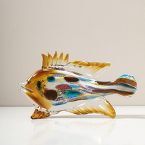 Modern light extravagant colorful glazed fish pendulum pieces Living room Xuanguan Office Desktop Home Merchants Decorations Accessories