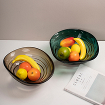 Nordic Light Lavish Creative Glass Fruit Tray Home Living-room Tea Table Swing-like plate Room Soft Decorative Minimalist desktop accommodating