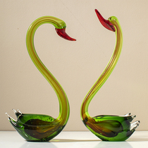 Art Master Series Glazed Swans Pendulum Pieces Modern Minima Living Room TV Cabinet Genguan Crafts New Wedding Gifts