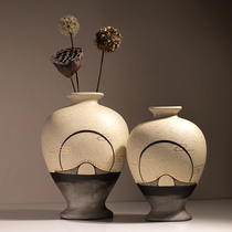 New Chinese ceramic vase swinging piece Living room flower arrangement modern boilerplate room light and luxurious book room folk live-in table floral