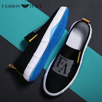 Luxury Lideng Armani mens shoes old Beijing cloth shoes tide breathable mens casual sneakers slip-on canvas shoes