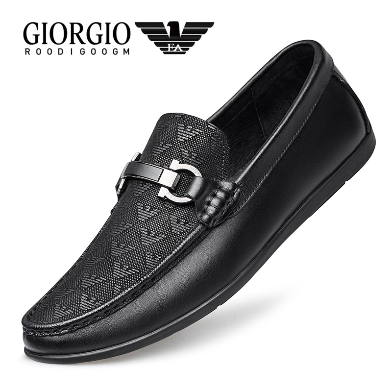 Luxury Liden Armani men's shoes 2022 winter new leather casual slip-on peas shoes lazy trendy shoes