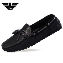 Lideng Armani mens shoes summer 2022 new breathable beanie shoes mens luxury leather slip-on shoes