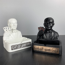 Chess and card desktop gambling god ashtray trend funny sand sculpture bar KTV ornaments to give customers gifts boyfriend gifts