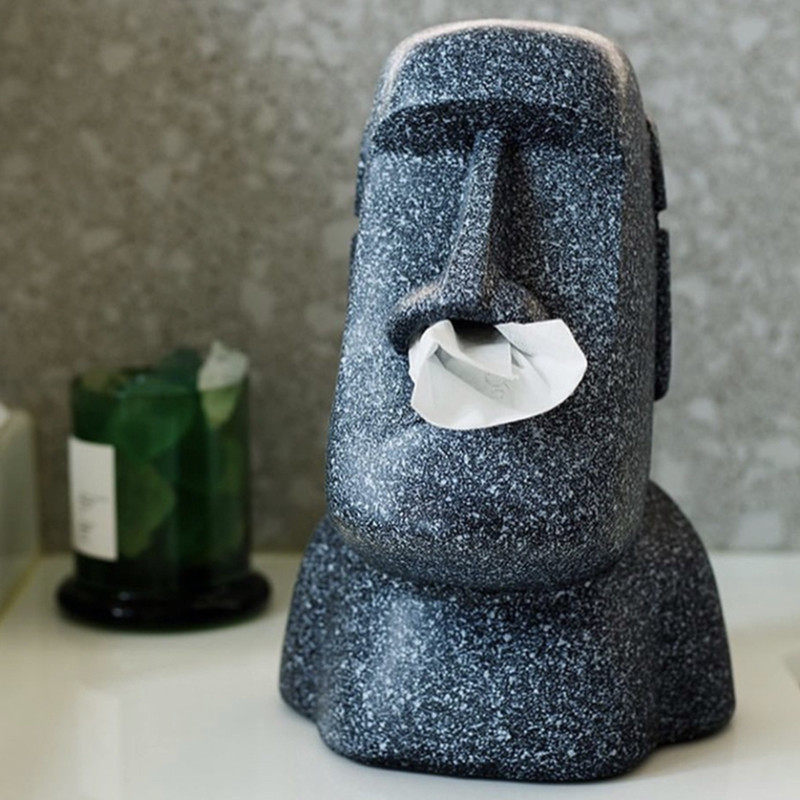 Easter Island Stone Moai Living Room Tissue Box Nord in Wind Black Household Creative Network Red Toilet Carton