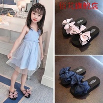 Childrens slippers Girls summer non-slip indoor princess Cute bow outside wear beach Seaside fashion parent-child cool drag