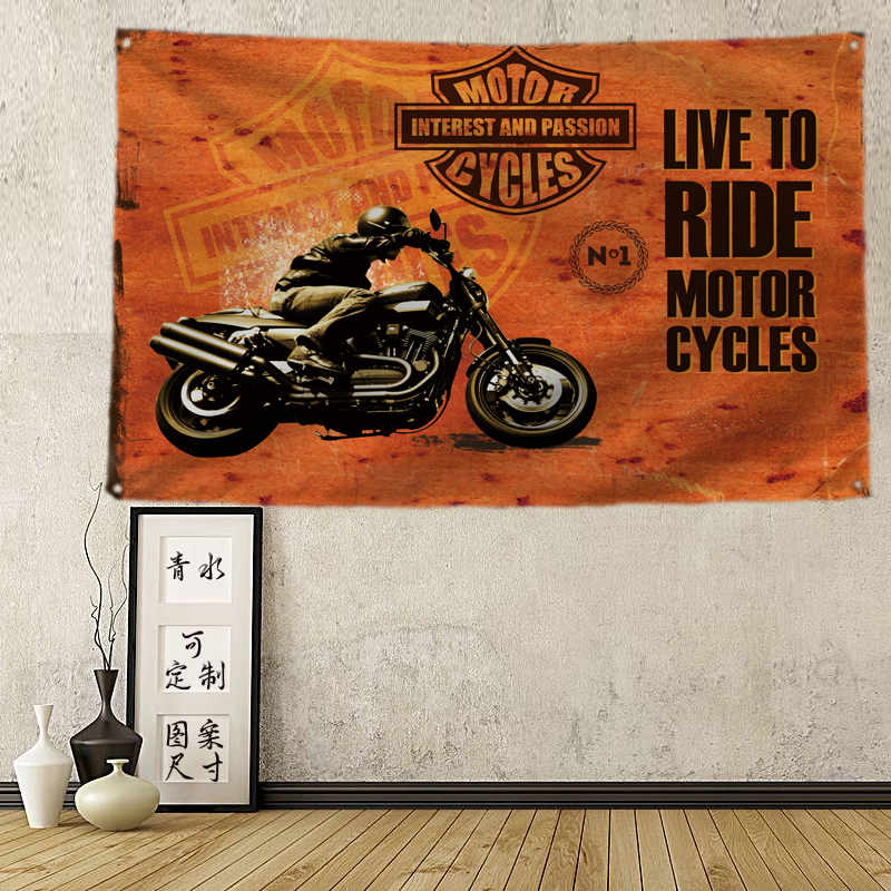 Punk phong cách Châu Âu và Hoa Kỳ retro xe máy nền vải ký túc xá trang trí tường treo vải công nghiệp tấm thảm gió tấm áp phích - Tapestry 	thảm treo tường dạ quang