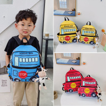Kindergarten 3-6 Year Old School Bag Cartoon Boy Small Car Double Shoulder Bag First Grade Small Backpack Student Out Tour Package Bag