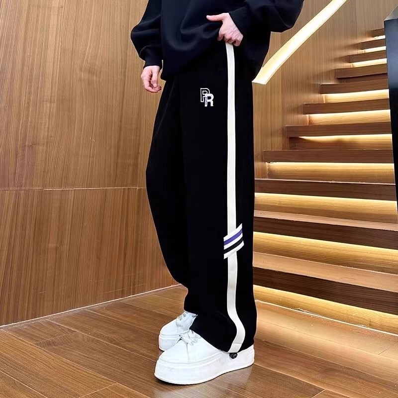 Kuraishi Kazuki Trendy American Retro Striped Casual Pants Men's Spring and Autumn Loose Straight Wide-Leg Sports Trousers