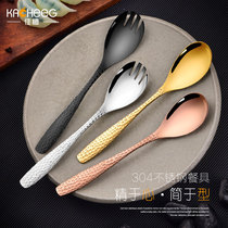 304 stainless steel one spoon Fork cute creative Korean two-purpose spoon chopsticks spoon set instant noodle strip salad spoon