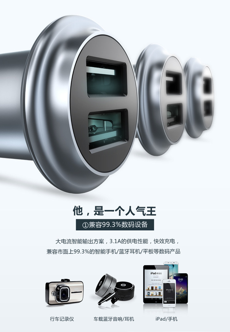 chargeur BASEUS 3.1A, 2A - Ref 1301477 Image 11