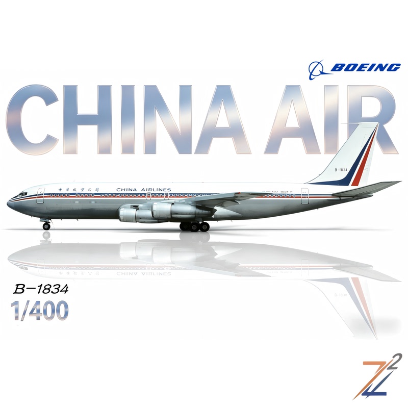 Z2 Model China Airlines Boeing B707-300 B-1832/1834 Aircraft Model 1/400