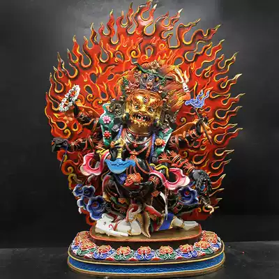 Big Heitian Nepal imported copper painted six-arm Mahagara hair care like Tantric Buddha statue ornaments 60cm