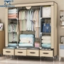 Đơn giản vải tủ quần áo cốt thép lưu trữ tủ đậm đôi tủ quần áo vải tủ quần áo ngân sách tối giản hiện đại - Buồng tủ áo